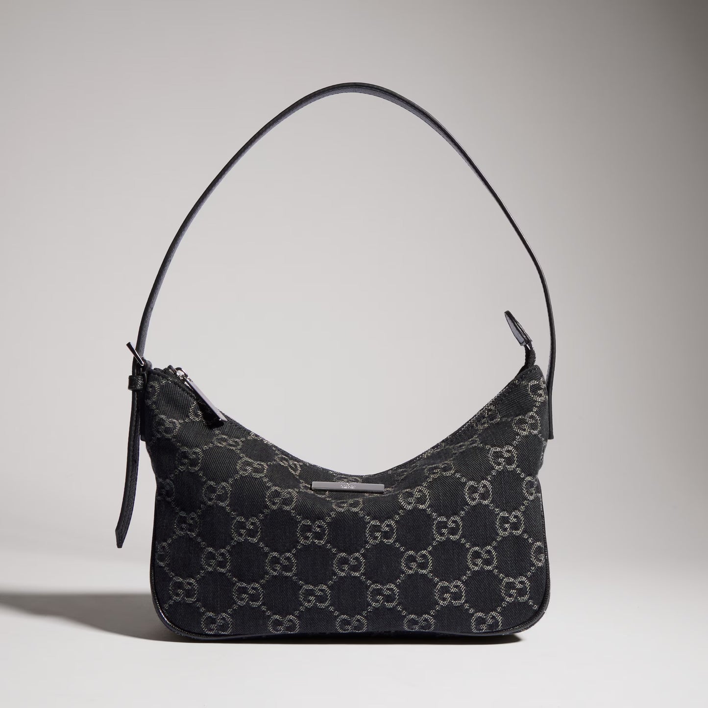 Borsa a spalla Lady Lunetta misura piccola in denim GG nero