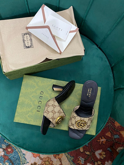 Sandali Slide Marmont Nero/Beige