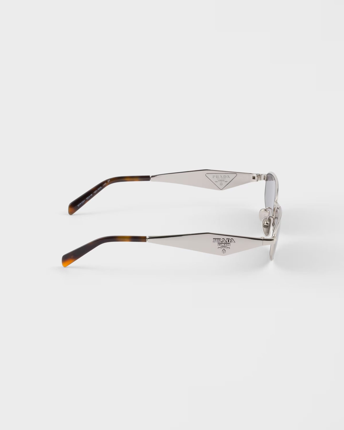 Silver acetate oval sunglasses with gray lenses