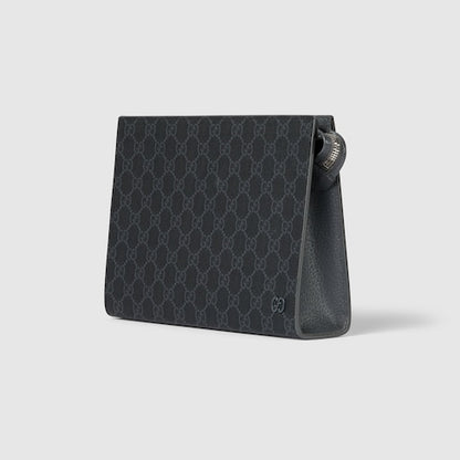 Small two-tone pouch in black GG Supreme fabric