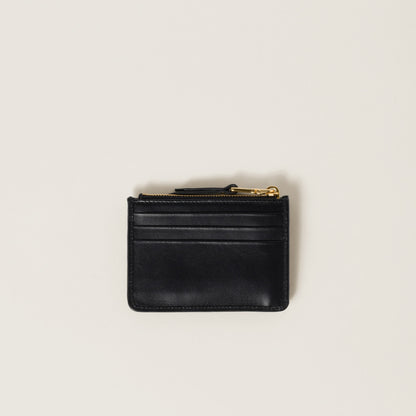 Quilted nappa leather card holder in black