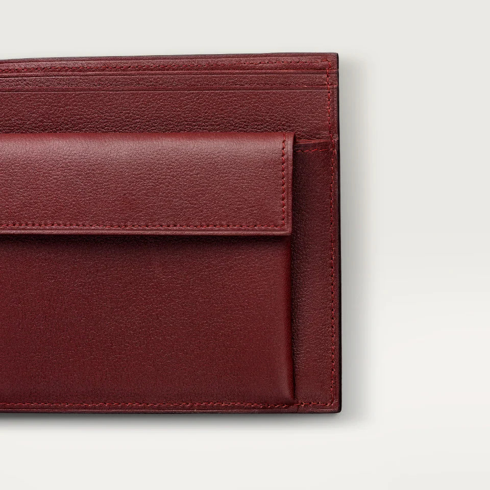 Portafoglio 6 carte Must de CT in pelle di vitello bordeaux con finitura oro