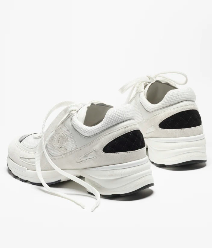 Trainers in Fibre miste e pelle scamosciata bianco/ nero