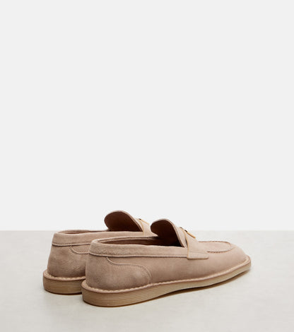 Beige suede DG loafers
