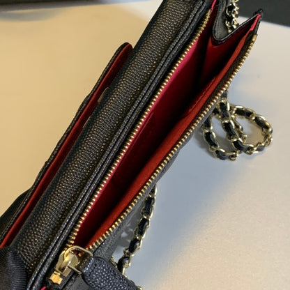 Borsa a tracolla Timeless Card Holder in pelle di agnello nera