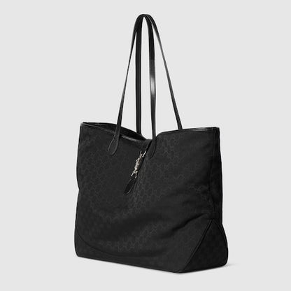 Black GG Jackie large fabric shopping bag