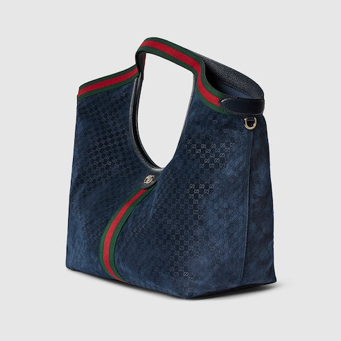 GG Giglio small shopping bag in dark blue suede