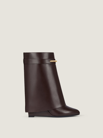 Ebony brown leather Shark ankle boots
