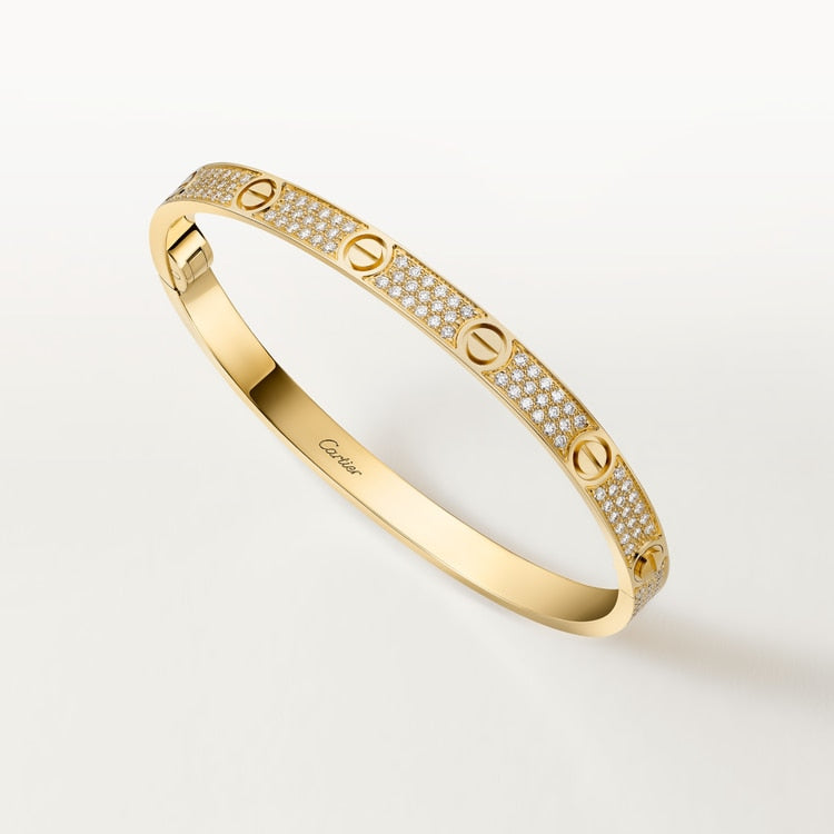 LOVE bracelet, medium model, pavé, gold finish
