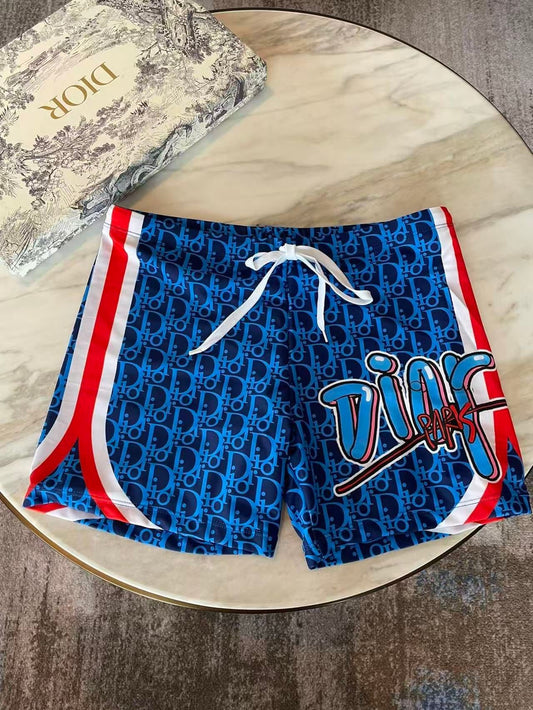 Costume da bagno Stampa Oblique Graffiti Blu