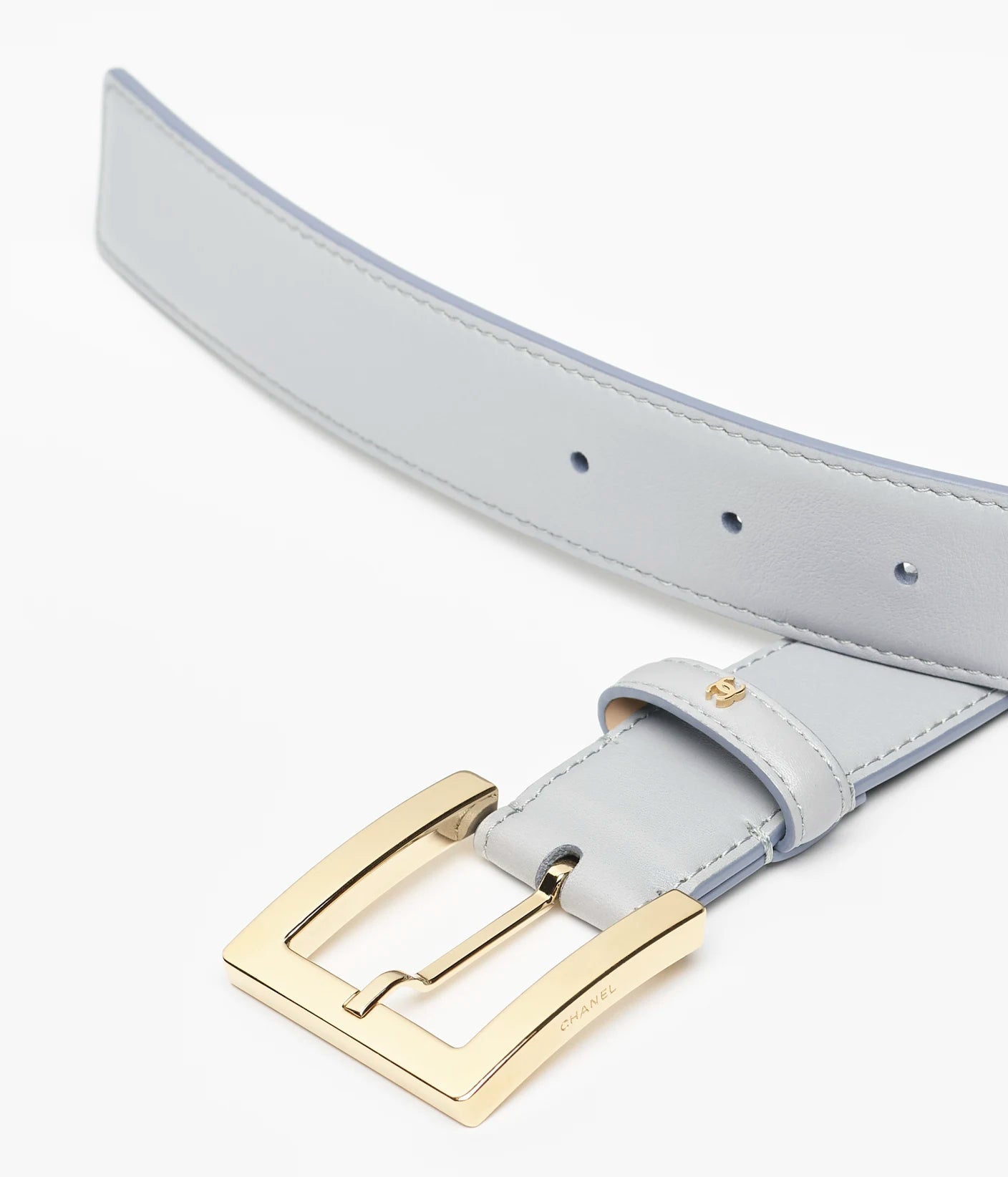 Cintura in pelle di vitello in metallo grigio e oro