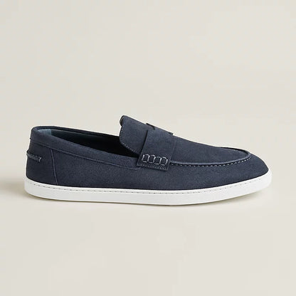 Dark blue suede loafer