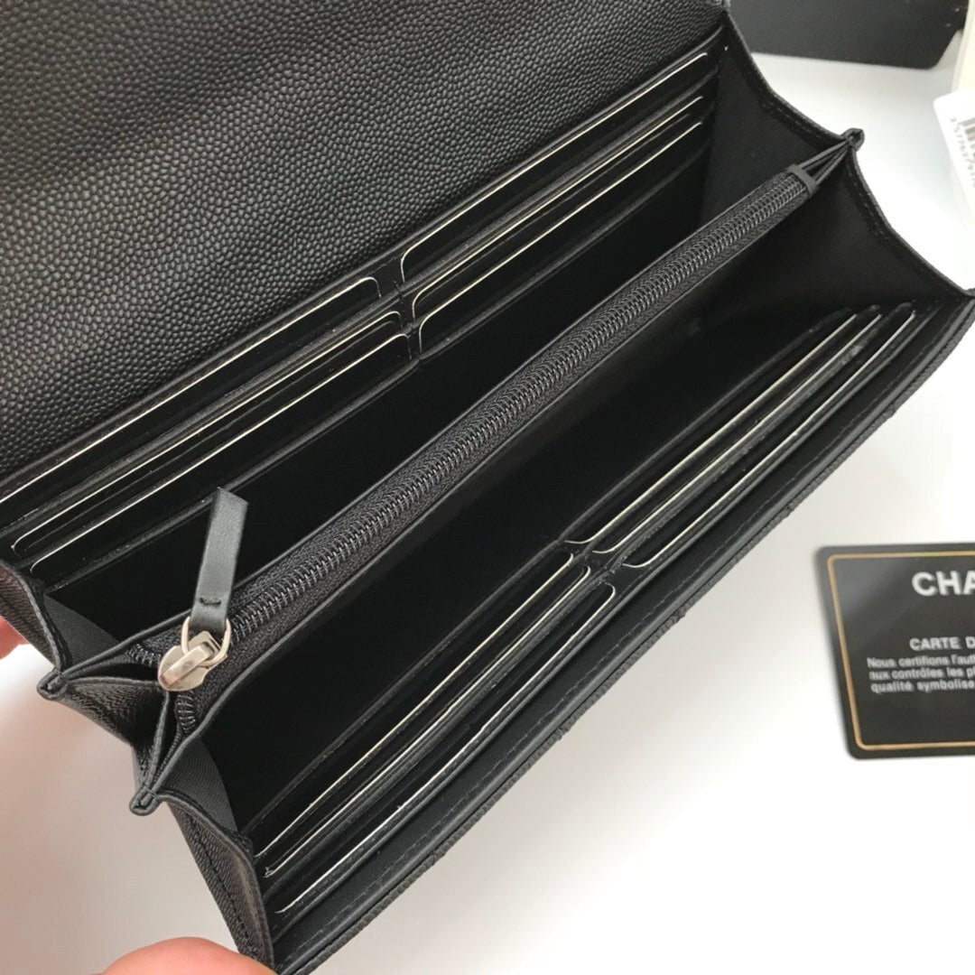 Black Boy Long Flap Wallet