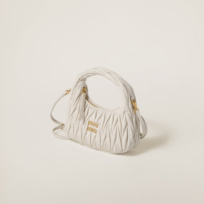 Small Wander hobo bag in white matelassé nappa leather