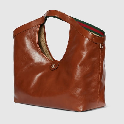 GG Giglio large shopping bag in dark brown leather