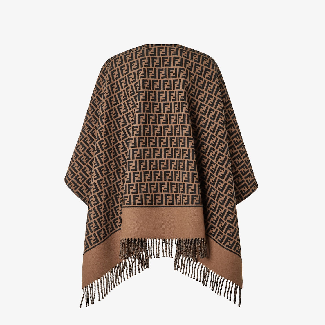 Poncho in lana e cashmere marrone donna