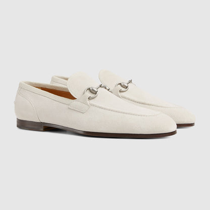 Mocassino GG Jordaan uomo pelle scamosciata grigio chiaro