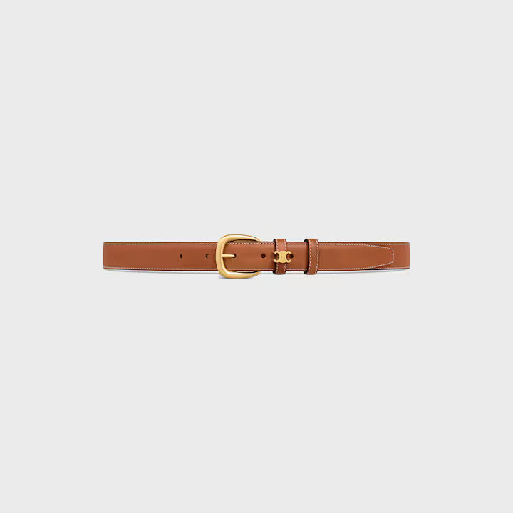Cintura Vivienne da 25mm in pelle di vitello naturale cuoio donna