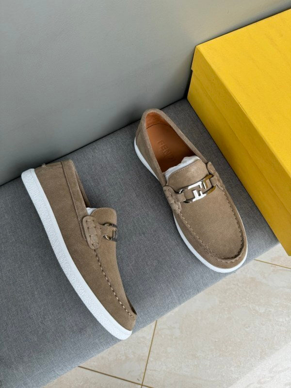 Dark beige suede loafers