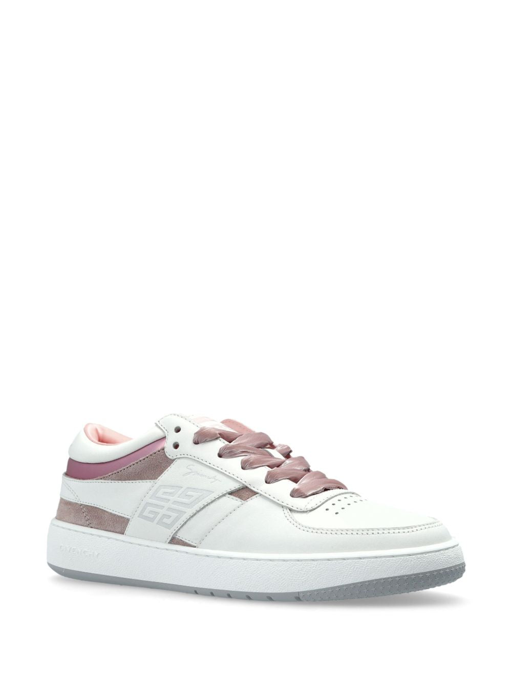 Sneaker con logo stampato bianco/oro rosa