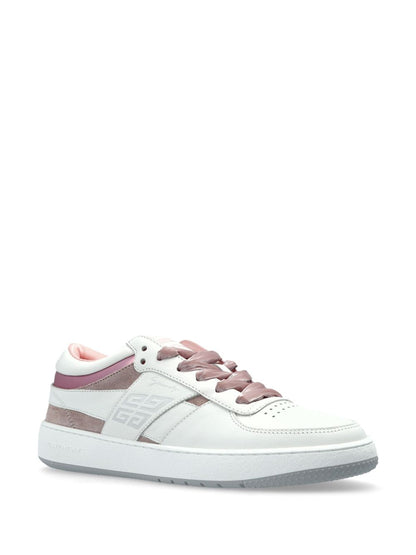 Sneaker con logo stampato bianco/oro rosa