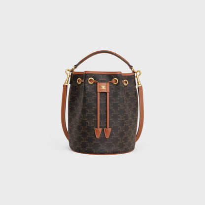 BORSA CLARA IN TELA TRIOMPHE E PELLE DI VITELLO CUOIO