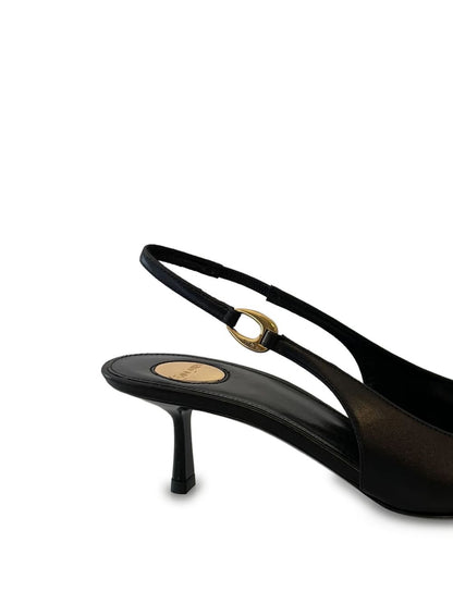 Vendome black leather slingback pumps, 50mm