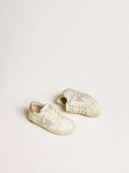 Young con stella in pelle lilla e talloncino in glitter