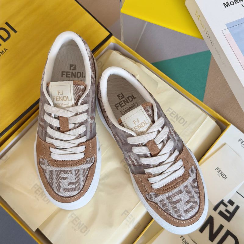 Match FF Fabric Canvas platform sneakers in beige