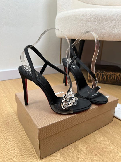 Loubigirl chain 100 sandali in pelle impreziositi nero