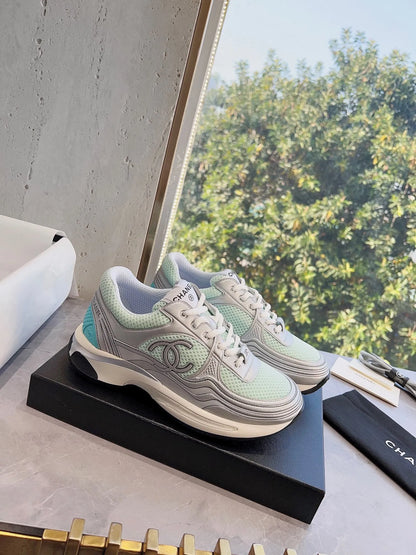 Mint mesh suede sneakers