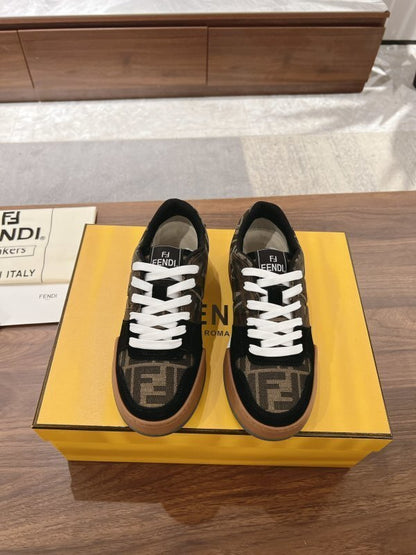 Brown FF jacquard suede Match sneakers