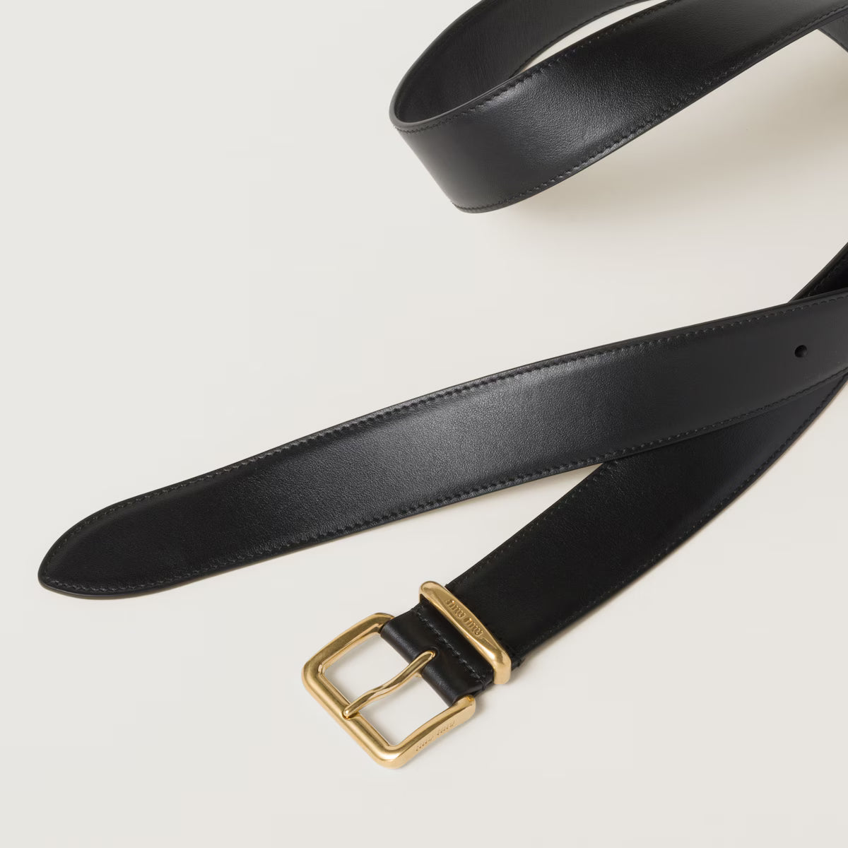Black leather belt 3.5cm