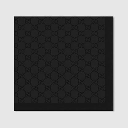 Black GG cotton silk pocket square