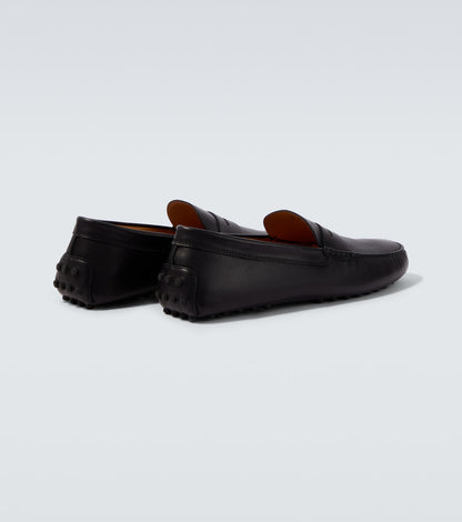Black Gommino Leather Loafers
