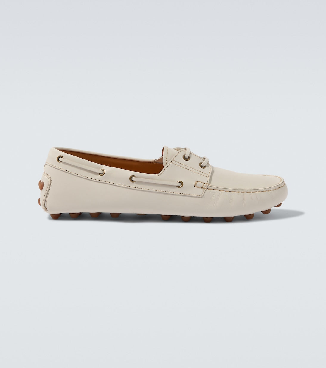 White leather loafers
