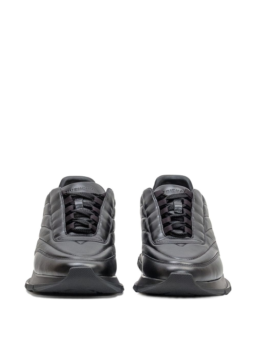Black quilted leather sneakers