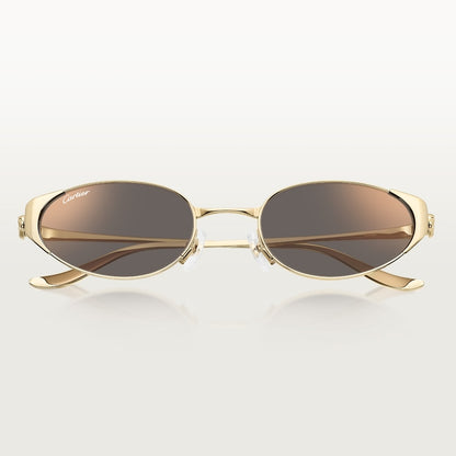 Women's oval Panthère de CT sunglasses with gray lenses and gold-tone finish