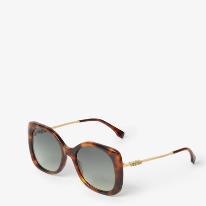 Women's Havana acetate and gold-tone metal sunglasses