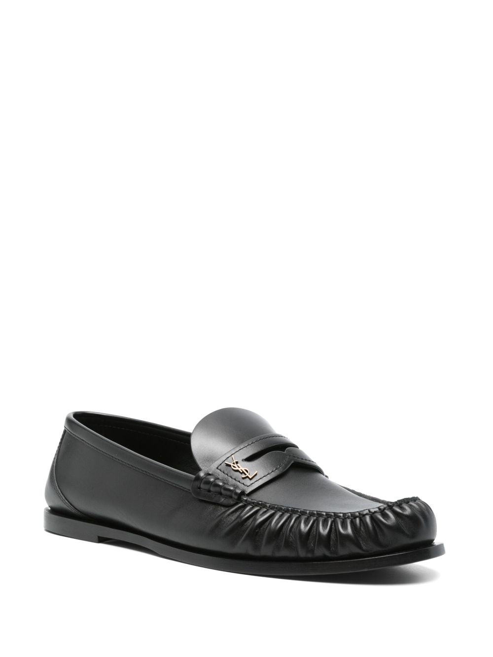Black leather loafers