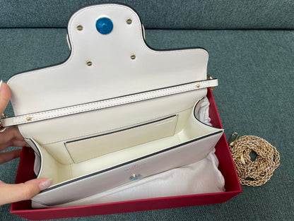 Borsa a tracolla in pelle di vitello Locò Bianca