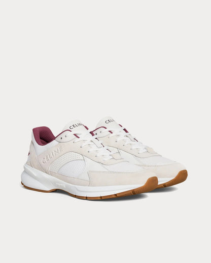 CR-03 Runner sneakers basse in mesh pelle scamosciata e pelle di vitello bianco ottico / beige / bordeaux