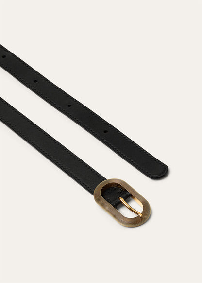 Women's Guilloché Belt Black/Gold Finishing