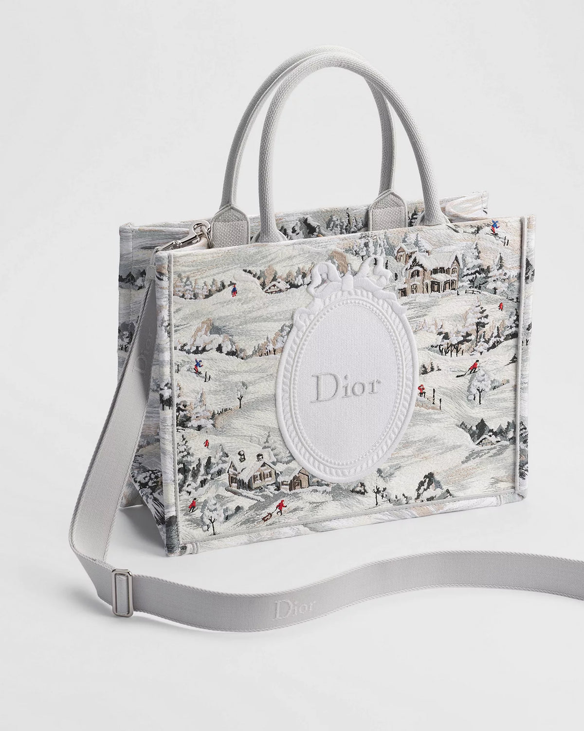 Borsa media Book Tote con tracolla bianca