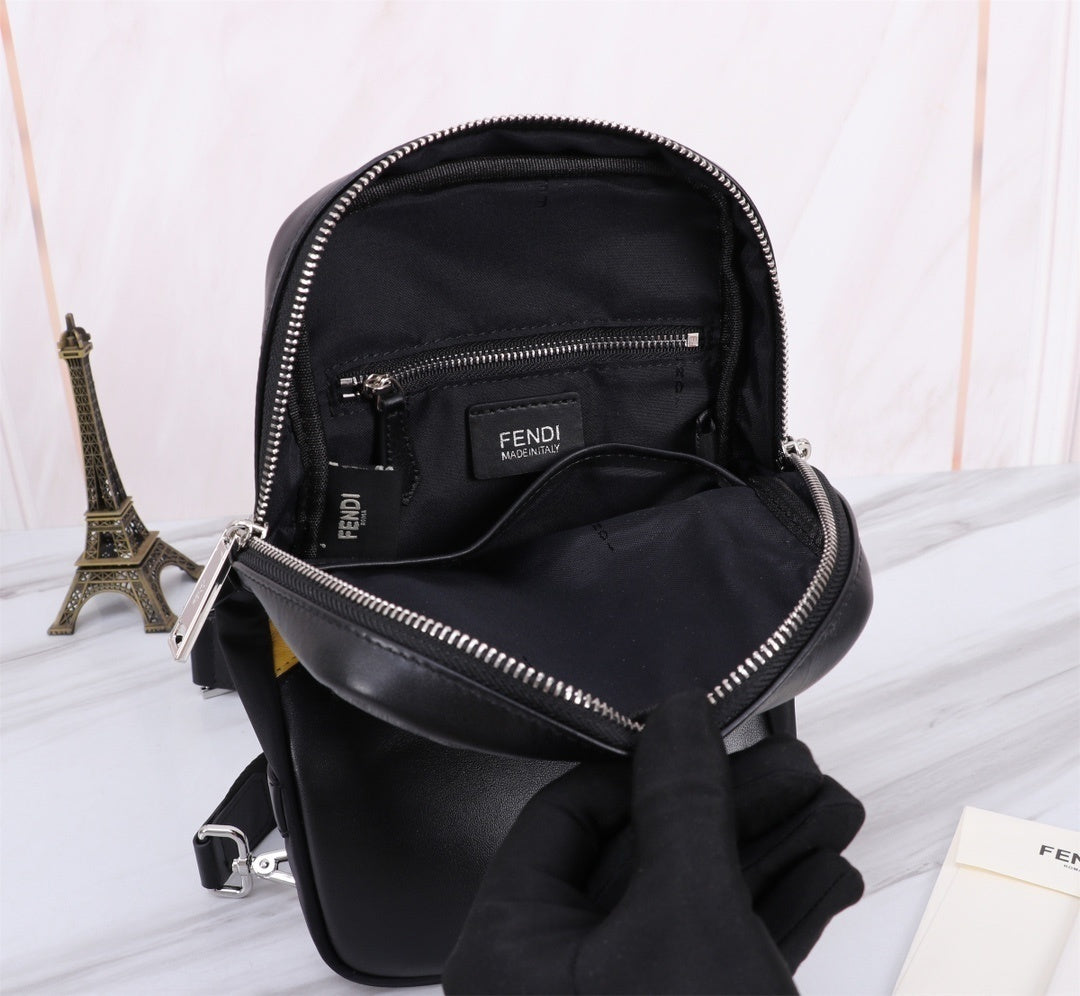 Borsa a tracolla FF Jacquard Nero/Giallo