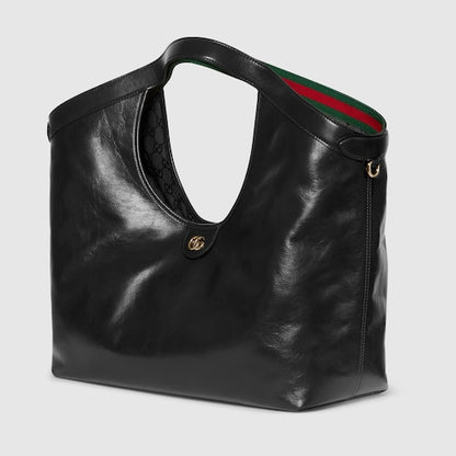Black GG Giglio small leather shopping bag
