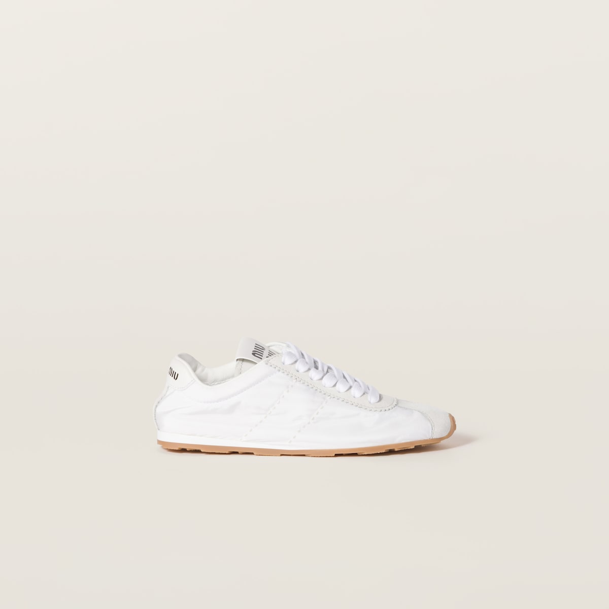 Plume sneakers in white technical fabric and suede