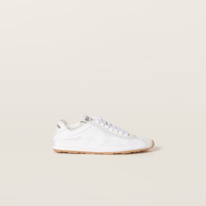 Plume sneakers in white technical fabric and suede