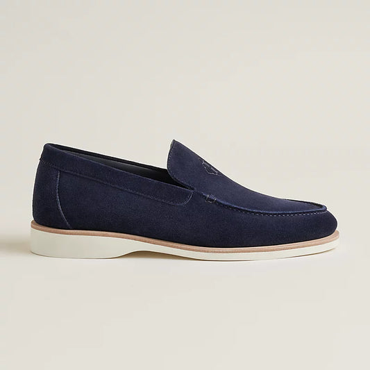 Low loafer in suede blu scuro