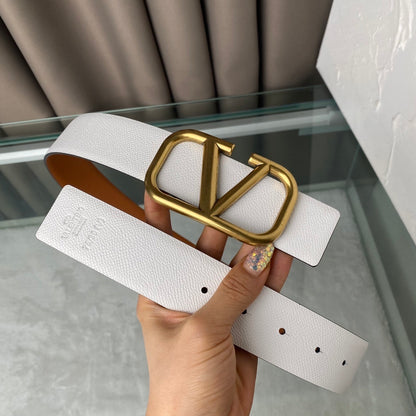 Reversible brown Vlogo calfskin belt 40mm